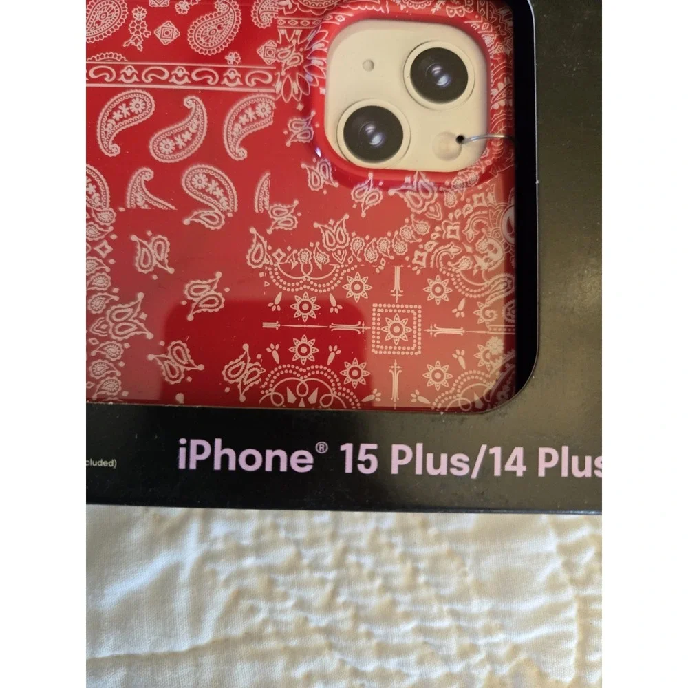 Hello Lux Red Bandana Square Glossy iPhone Case 15 Plus 14 Plus NEW Never Used